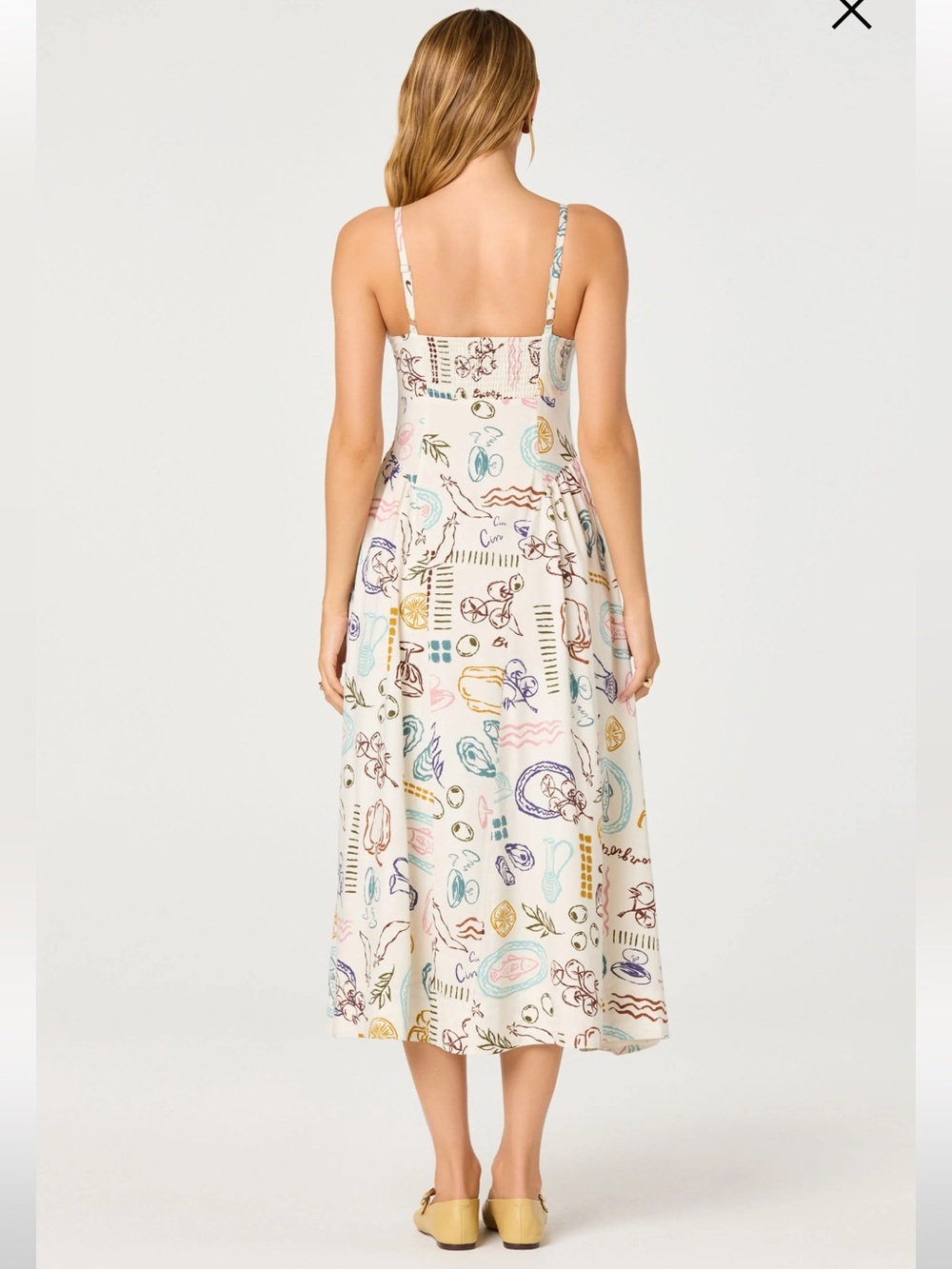 Ansley Novelty Print Linen Midi Dress NWT (Originally $168) - Picture 3 of 5